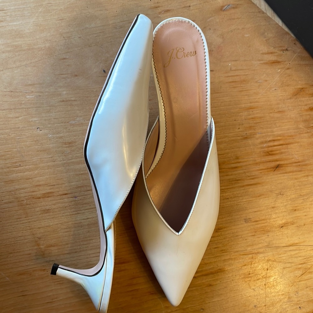 Beautiful/ sleek- J Crew white updated- chic and retro mule- perfect wedding